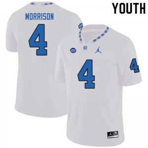 Youth University of North Carolina #4 Trey Morrison White Jordan Brand Stitched Jersey 948465-391