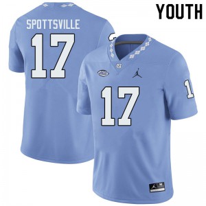 Youth North Carolina Tar Heels #17 Welton Spottsville Blue Jordan Brand Official Jersey 552938-885