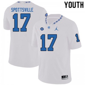 Youth North Carolina Tar Heels #17 Welton Spottsville White Jordan Brand University Jerseys 420814-590