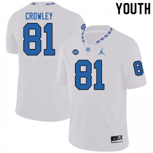 Youth University of North Carolina #81 Will Crowley White Jordan Brand Official Jersey 599454-769