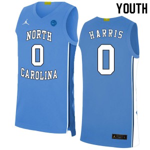 Youth UNC Tar Heels #0 Anthony Harris Blue 2020 Player Jerseys 566572-182