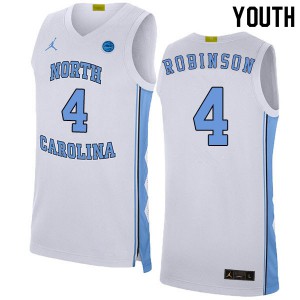 Youth University of North Carolina #4 Brandon Robinson White 2020 Player Jersey 580828-180