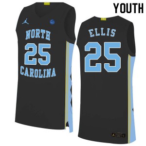Youth University of North Carolina #25 Caleb Ellis Black 2020 Stitch Jersey 607421-258