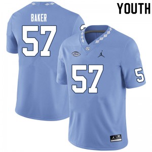 Youth UNC Tar Heels #57 Cayden Baker Carolina Blue Football Jerseys 834138-769