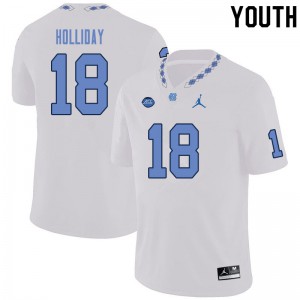 Youth Tar Heels #18 Christopher Holliday White Stitched Jerseys 134110-392