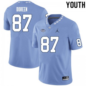 Youth Tar Heels #87 Colby Doreen Carolina Blue Player Jerseys 726961-161