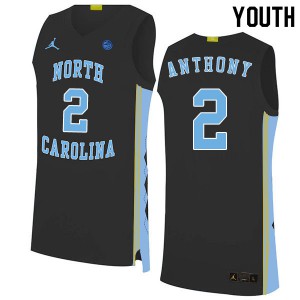 Youth UNC #2 Cole Anthony Black 2020 Basketball Jersey 632839-832