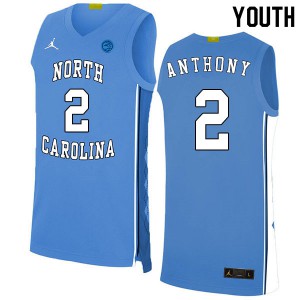 Youth North Carolina Tar Heels #2 Cole Anthony Blue 2020 College Jerseys 548923-266