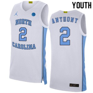 Youth Tar Heels #2 Cole Anthony White 2020 Basketball Jerseys 200932-768