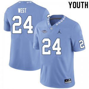 Youth UNC #24 Ethan West Carolina Blue College Jersey 126728-652
