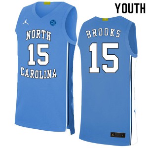 Youth University of North Carolina #15 Garrison Brooks Blue 2020 Stitched Jersey 647499-902