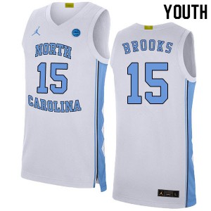 Youth UNC #15 Garrison Brooks White 2020 Embroidery Jerseys 161554-783