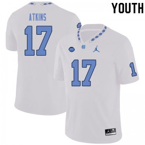 Youth UNC Tar Heels #17 Grayson Atkins White NCAA Jerseys 749995-879