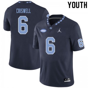 Youth North Carolina #6 Jacolby Criswell Black Stitch Jersey 553392-240