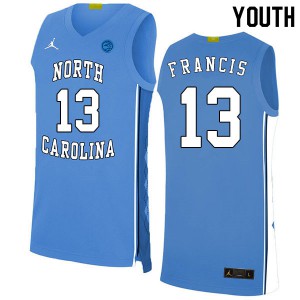 Youth North Carolina #13 Jeremiah Francis Blue 2020 Stitched Jersey 747067-325