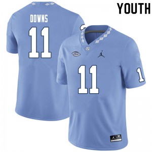 Youth UNC Tar Heels #11 Josh Downs Carolina Blue Football Jerseys 453864-973