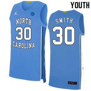 Youth Tar Heels #30 K.J. Smith Blue 2020 Stitch Jerseys 423542-209