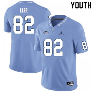 Youth UNC Tar Heels #82 Kendall Karr Carolina Blue Player Jersey 701428-765