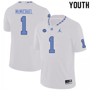 Youth Tar Heels #1 Kyler McMichael White Stitch Jersey 117509-482