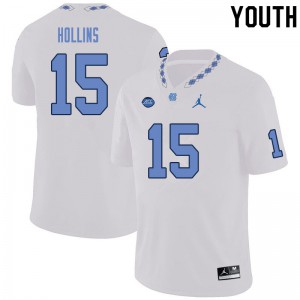 Youth University of North Carolina #15 Ladaeson DeAndre Hollins White Stitch Jerseys 302453-442