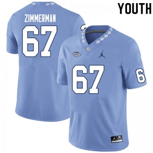Youth University of North Carolina #67 Trey Zimmerman Carolina Blue NCAA Jersey 150611-988