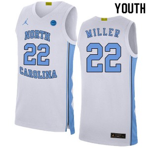 Youth UNC Tar Heels #22 Walker Miller White 2020 Embroidery Jersey 182982-443