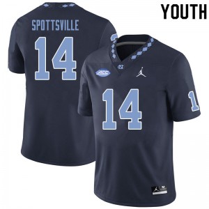 Youth North Carolina Tar Heels #14 Welton Spottsville Black NCAA Jersey 866328-264