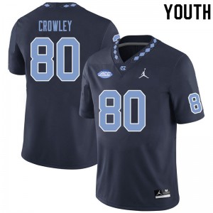 Youth University of North Carolina #80 Will Crowley Black Stitch Jerseys 897677-409