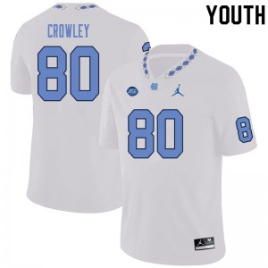 Youth North Carolina Tar Heels #80 Will Crowley White University Jerseys 221253-715