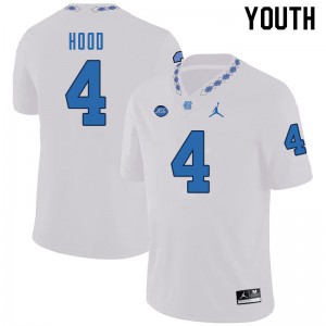 Youth North Carolina #4 Caleb Hood White Stitched Jersey 986589-513