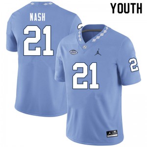 Youth North Carolina Tar Heels #21 Dontavius Nash Carolina Blue Stitch Jersey 375871-705