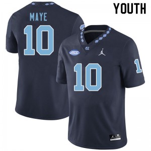 Youth UNC #10 Drake Maye Navy Stitched Jerseys 254482-756