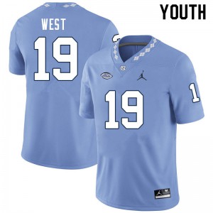 Youth Tar Heels #19 Ethan West Carolina Blue Player Jerseys 645957-259
