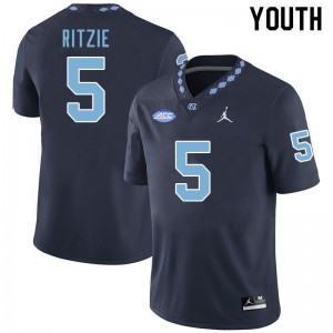 Youth North Carolina Tar Heels #5 Jahvaree Ritzie Navy Player Jerseys 425408-453
