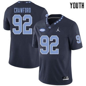 Youth University of North Carolina #92 Aaron Crawford Navy Jordan Brand Official Jerseys 656084-835