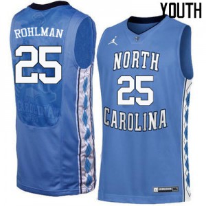 Youth University of North Carolina #25 Aaron Rohlman Blue Embroidery Jerseys 999919-726