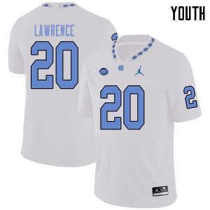Youth North Carolina Tar Heels #20 Amos Lawrence White Jordan Brand Embroidery Jersey 227483-769