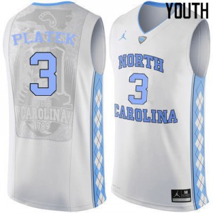 Youth North Carolina #3 Andrew Platek White Basketball Jersey 387355-611