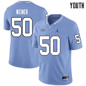 Youth North Carolina #50 Art Weiner Carolina Blue Jordan Brand Football Jerseys 576441-726