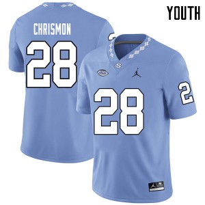 Youth University of North Carolina #28 Austin Chrismon Carolina Blue Jordan Brand NCAA Jersey 105246-800