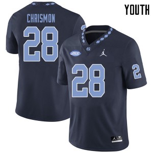 Youth UNC Tar Heels #28 Austin Chrismon Navy Jordan Brand NCAA Jersey 486907-174