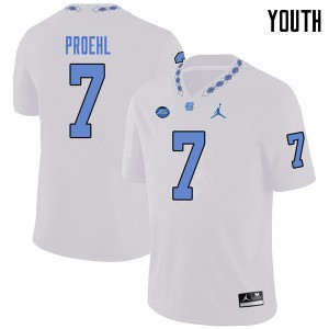 Youth Tar Heels #7 Austin Proehl White Jordan Brand Stitch Jersey 691345-999