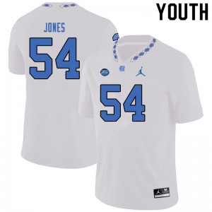 Youth University of North Carolina #54 Avery Jones White Jordan Brand Football Jerseys 911411-520