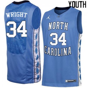 Youth University of North Carolina #34 Brandan Wright Blue Alumni Jerseys 981798-253