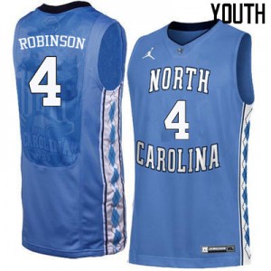 Youth University of North Carolina #4 Brandon Robinson Blue Embroidery Jerseys 655598-737