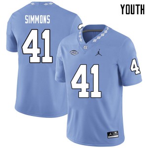 Youth Tar Heels #41 Brian Simmons Carolina Blue Jordan Brand University Jersey 923826-316