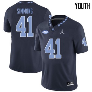Youth North Carolina Tar Heels #41 Brian Simmons Navy Jordan Brand Stitched Jerseys 944842-525