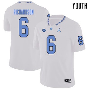Youth North Carolina Tar Heels #6 Bryson Richardson White Jordan Brand University Jersey 512022-139