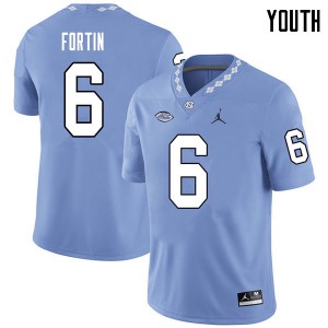 Youth North Carolina #6 Cade Fortin Carolina Blue Jordan Brand Player Jerseys 441552-451