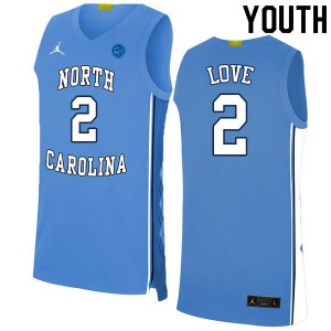 Youth North Carolina #2 Caleb Love Blue NCAA Jersey 385475-331